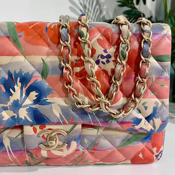 Watercolor Floral Jumbo Classic Single Flap Bag - Picture 3 of 16